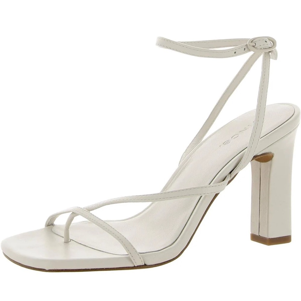 Vince White Strappy Ankle‑Tie Block Heel Sandals